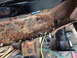 1973 Ford Ranchero - Close-up of a severely corroded vehicle frame rail, showing extensive rust damage and deterioration.