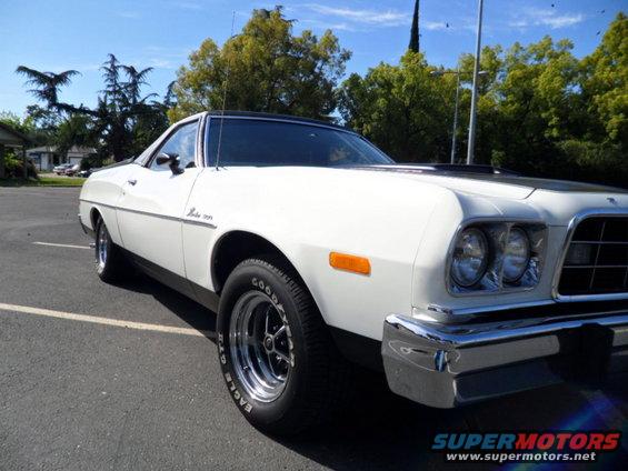 1973 Ford Ranchero parked on asphalt, front 3/4 view