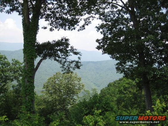 Mountain landscape with trees and a Supermotors.net watermark