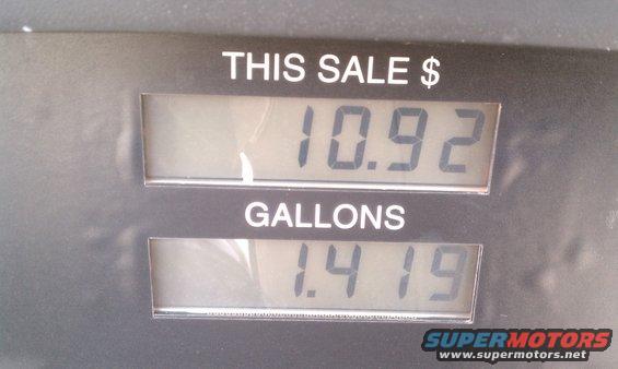 Gas pump shows $10.92 for 1.419 gallons