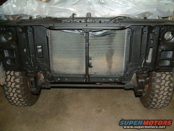1983 Ford Bronco front end with radiator and off-road tires