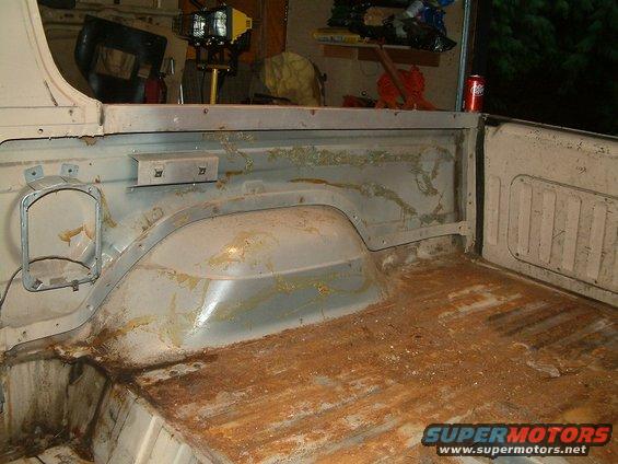 1983 Ford Bronco cargo area interior, showing rust and wear