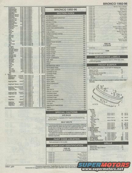 indexclearcoatbumpepage833.jpg INDEX, paint codes, front bumper, PAGE 833
