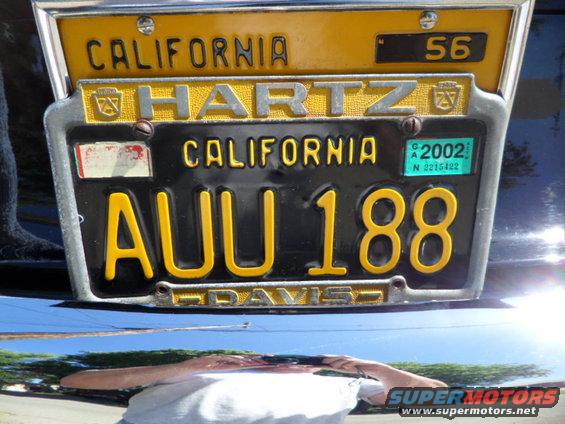 California license plate from 1956, with 'AUU 188' and 'Hartz' visible