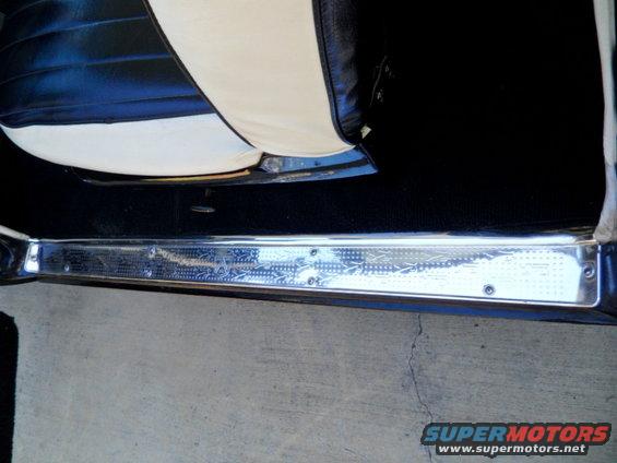 1956 Ford Fairlane interior door sill plate with engraved pattern