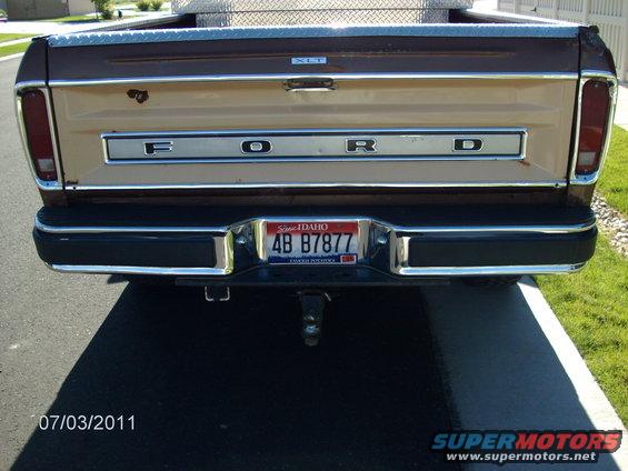 Rear of a 1979 Ford F-150 pickup truck with Idaho license plate 4B B7877