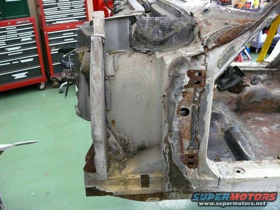 1976 Chevrolet Corvette chassis section with rust and damage