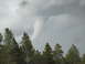 1994 Ford Bronco - A tornado touches down over a forest under a stormy sky.