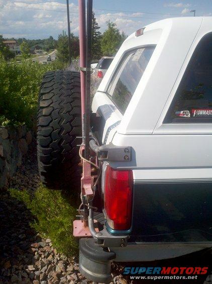 1996 Ford Bronco rear with spare tire and high lift jack mounted
