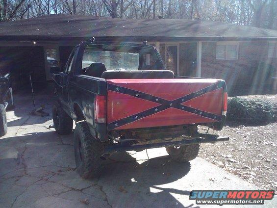 1989 Ford Bronco rear view with Confederate flag tailgate