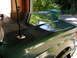 1990 Ford Bronco - The hood and fender of a green 1990 Ford Bronco, showing reflections of trees and sky.