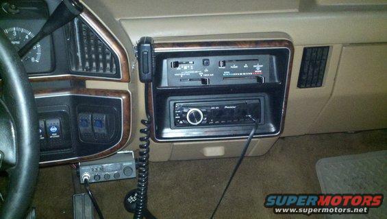 1989 Ford Bronco interior showing dashboard, steering wheel, CB radio, and Pioneer stereo