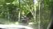 1989 Ford Bronco - Multiple SUVs navigate a wooded trail, kicking up dust on a sunny day.