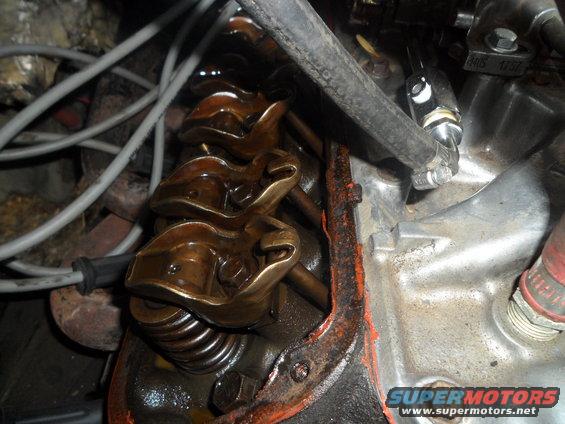 Close-up of engine's rocker arms and valve springs