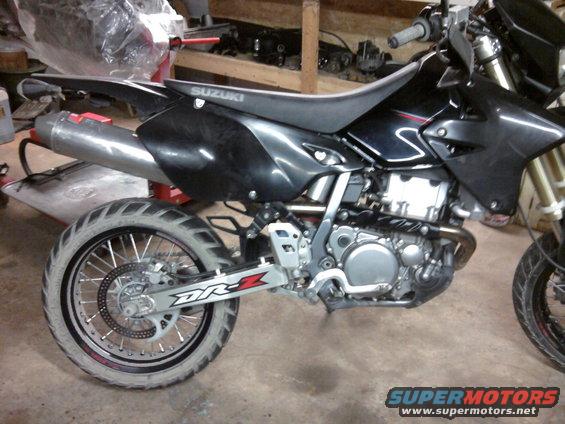 Black 2007 Suzuki DR-Z400S motorcycle, side view