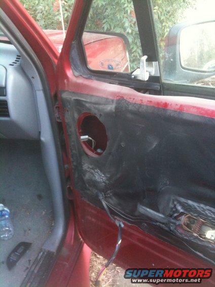 Passenger side door with trim panel off.