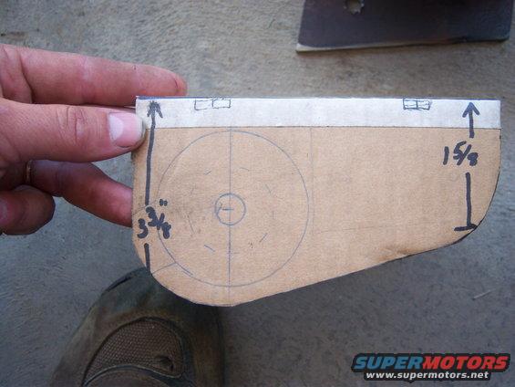 Cardboard template with measurements 3 3/4" and 1 5/8"