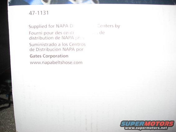 Document with NAPA and Gates Corporation text