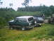 1988 Ford Bronco - A green Ford Bronco with a spare tire on the back is parked in a grassy area with other vehicles.