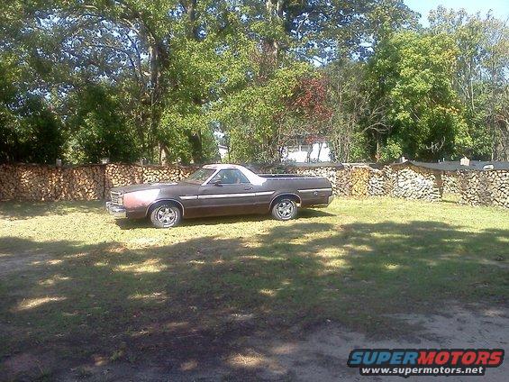 Brown 1979 Ford Ranchero pickup truck, side view