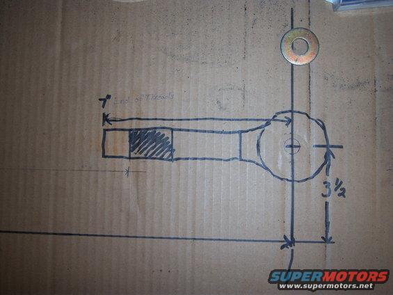 Diagram of a part with dimensions drawn on cardboard, including a washer