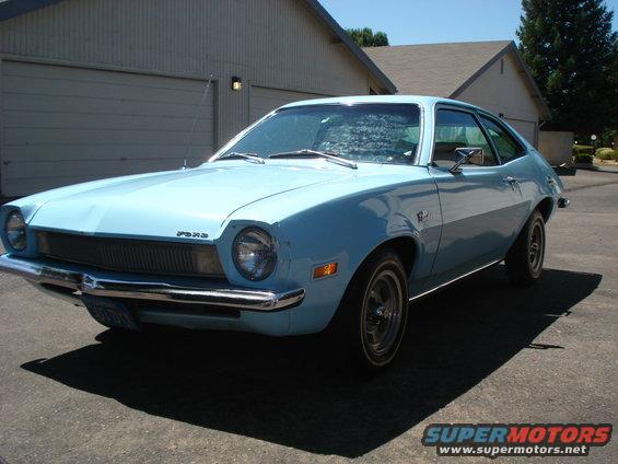 Light blue 1972 Ford Pinto coupe, 3q-front view