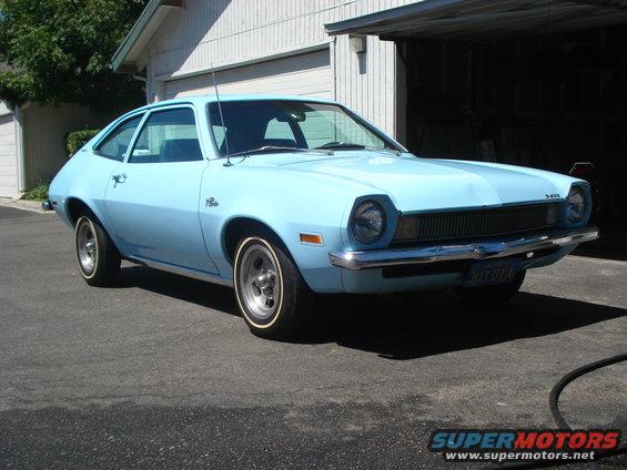 Light blue 1972 Ford Pinto hatchback parked in driveway