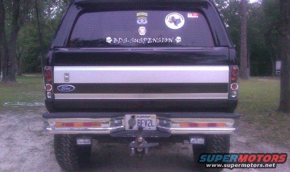 1993 Ford Bronco rear view with Florida license plate BFV2L and BDS-SUSPENSION sticker