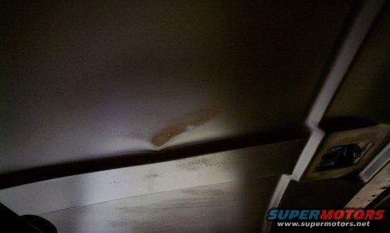 Interior roof without headliner.
