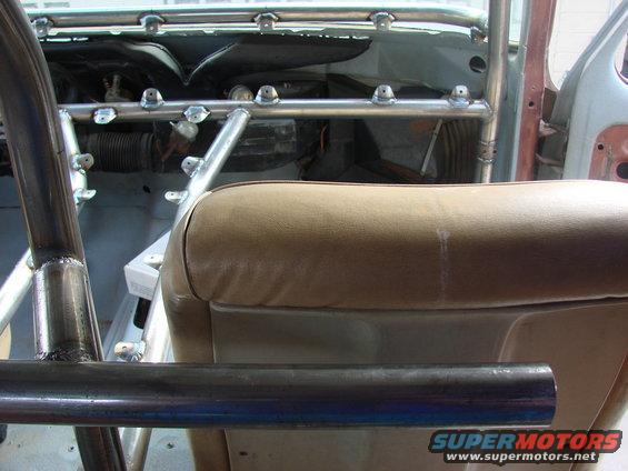 Interior roll cage and tan seat