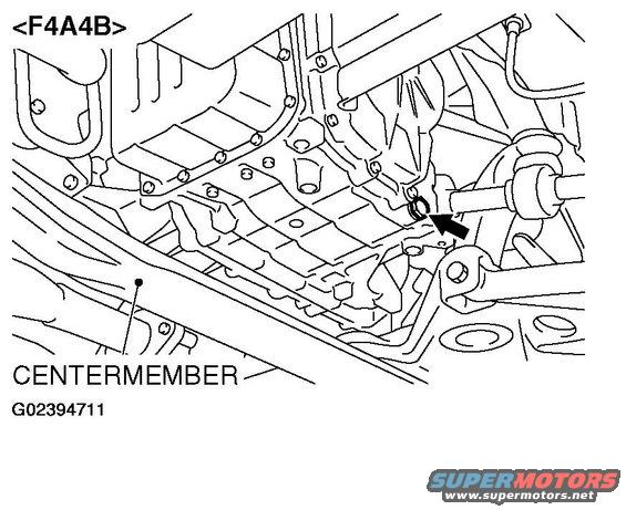 Diagram of vehicle center member with arrow pointing to a plug