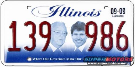 Illinois license plate 139986 with governors' faces
