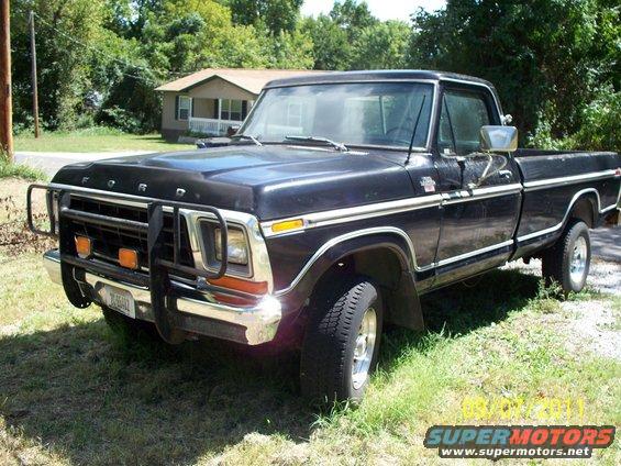 Black 1979 Ford F-250 with brush guard, 3q-front view