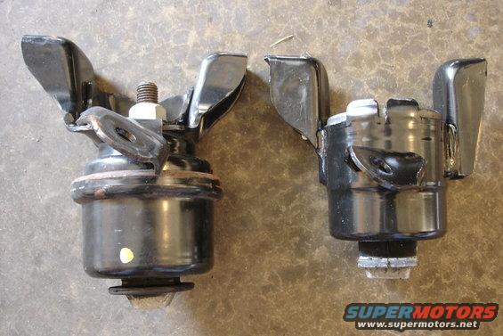 Two black engine mounts side-by-side
