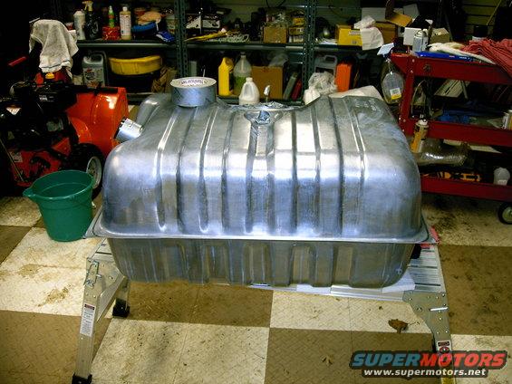 Aluminum fuel tank on a stand