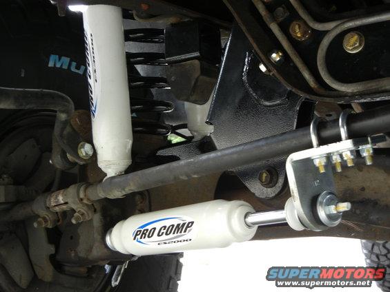 Pro Comp ES2000 steering stabilizer and suspension components on a vehicle