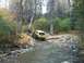 1979 Ford Bronco - A yellow SUV is shown off-roading through a stream in a forest setting.