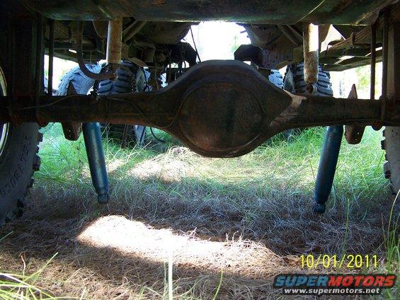 Rear axle and suspension of a vehicle, viewed from underneath