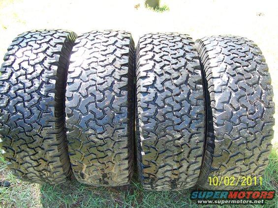 set of 4, also have a 5th with 45-50% tread, all on aluminum bullet hole rims 5 on 5.5