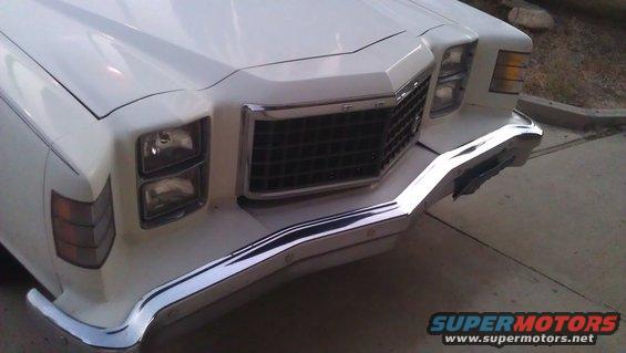 White 1978 Ford Ranchero front end with chrome bumper and grille