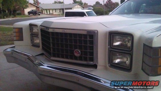 1978 Ford Ranchero front end with chrome bumper, square grille, and stacked headlights