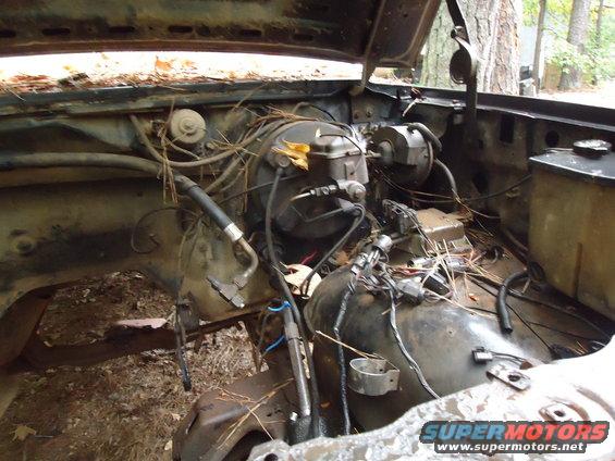 Engine bay with brake booster and wiring