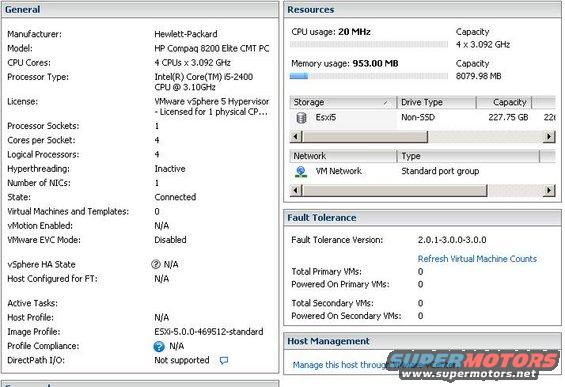 Computer system information document with Hewlett-Packard model and VMware details