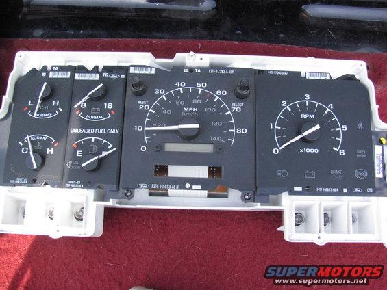 Ford Bronco instrument cluster with speedometer, tachometer, fuel gauge, and oil pressure gauge