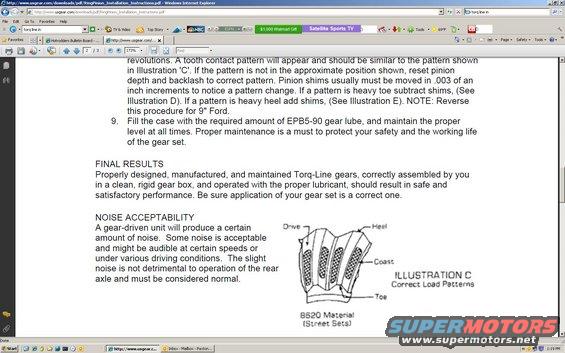 Technical document showing gear tooth patterns and installation instructions