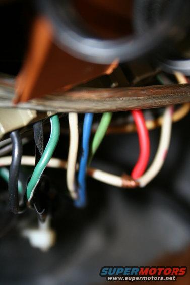 Wiring harness with red, blue, green, and white wires