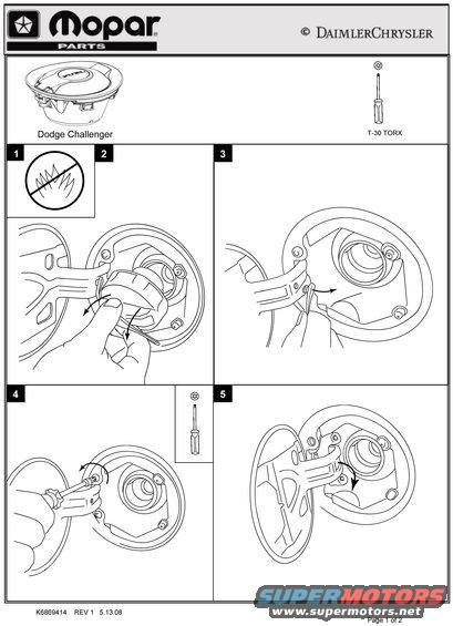 Diagram of Dodge Challenger fuel door removal and installation