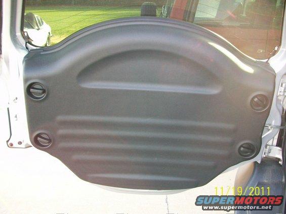 Close-up of a black plastic spare tire cover with circular latches