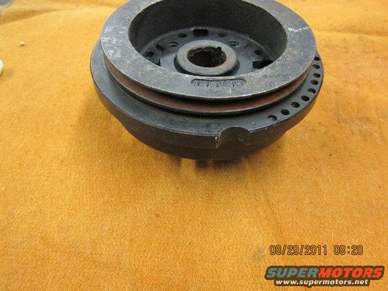 Crankshaft pulley with two grooves and a stamped part number
