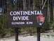 2007 Dodge Caliber - Sign indicates the Continental Divide at an elevation of 8391 feet, set against a backdrop of pine trees.